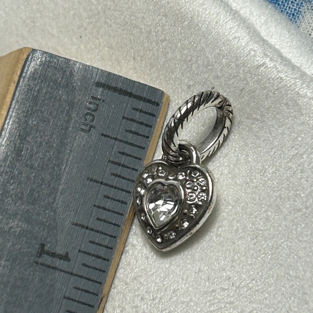 Brighton ABC Clear Crystal Heart Charm Silver Plated - Picture 7 of 9